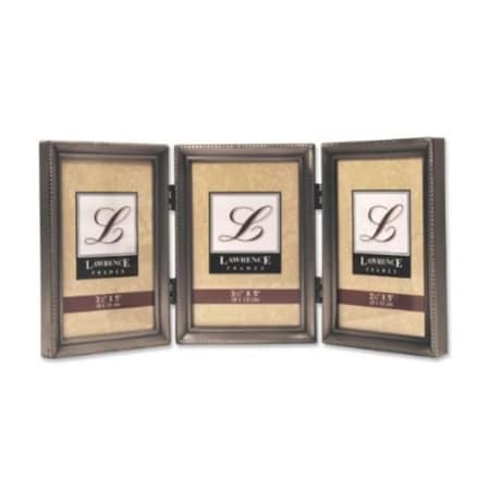 Blueprints Antique Pewter Hinged Triple 3x5 Picture Frame - Beaded Edge Design BL92354